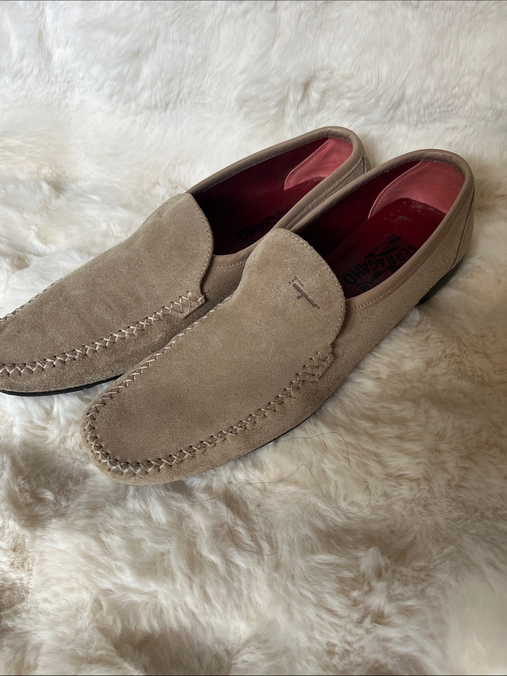 Salvatore Ferragamo Beige Suede Moccasin Loafers size 9 - Picture 2 of 8
